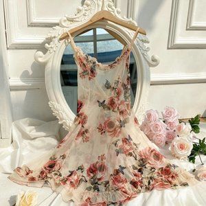 Floral Print Ruffle Hem Slips